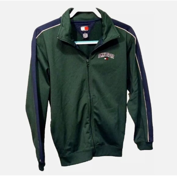 Tommy Hilfiger Men's Jacket Sz Med Green Full Zip Athletic Logos Pockets - Picture 12 of 14